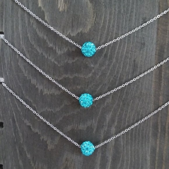 Jewelry - Turquoise Rhinestone Bead Necklace